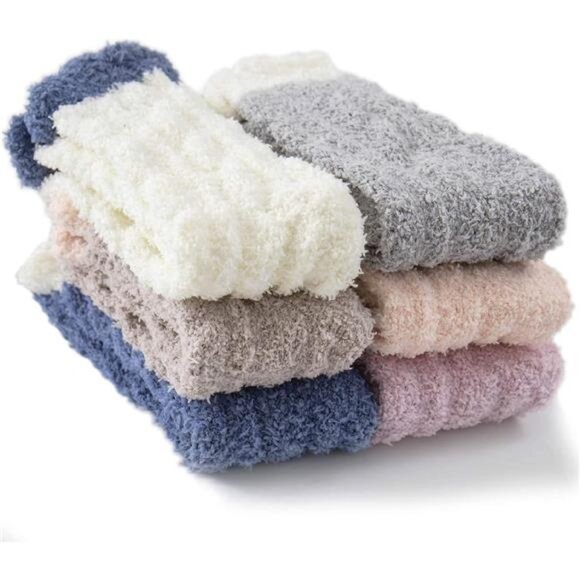 Warm & Cozy Gifts for Women, Stocking Stuufers, Fluffy Fuzzy Plush Slipper Socks - Picture 1 of 7